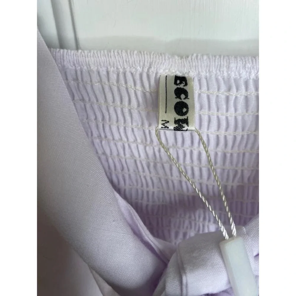 ECOWISH Women Summer White Tie Front V-Neck Dress Medium NEW‎